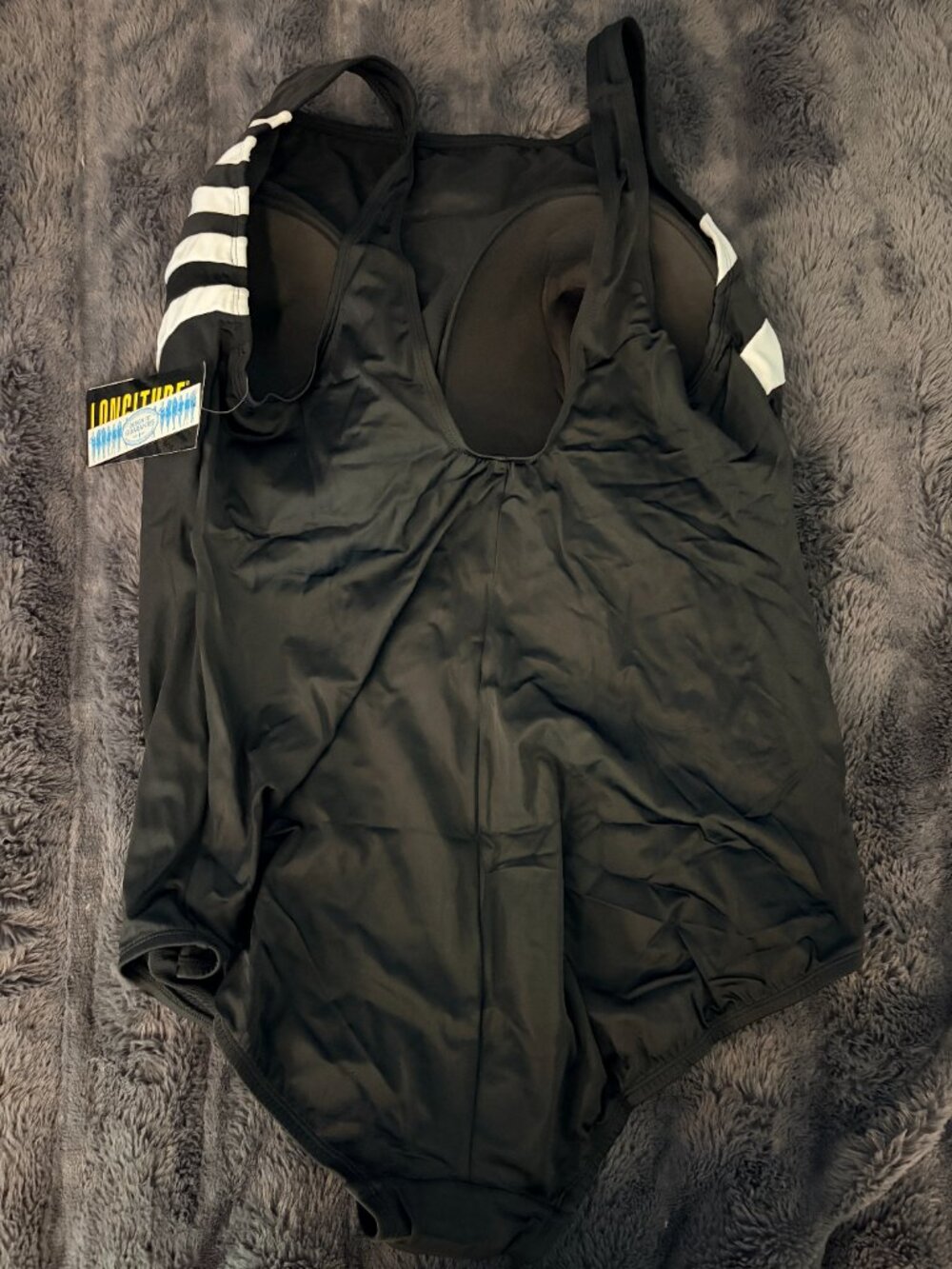 Longitude Women 24W Black White One Piece Swimsuit Tummy Control NWT Plus Summer - Picture 5 of 8